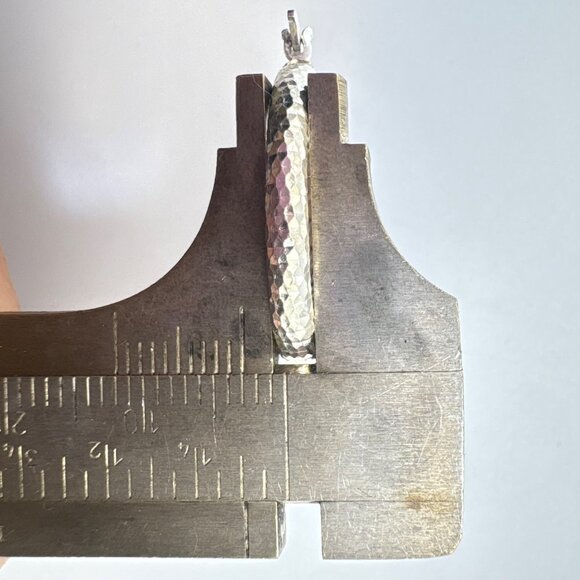 VTG Sterling Silver 925 Textured Elongated Hoop Earrings Size 1" Length - Picture 9 of 11